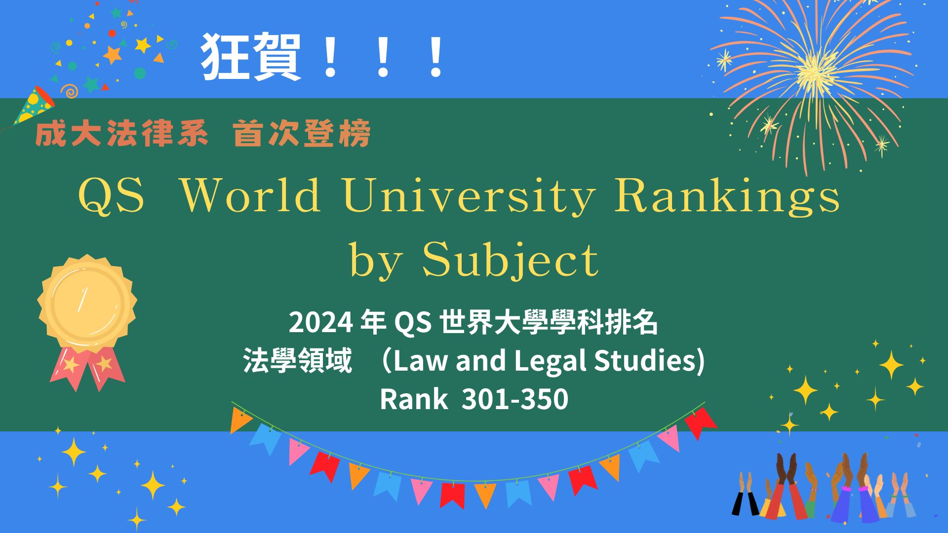 首次登榜QS世界大學學科排名